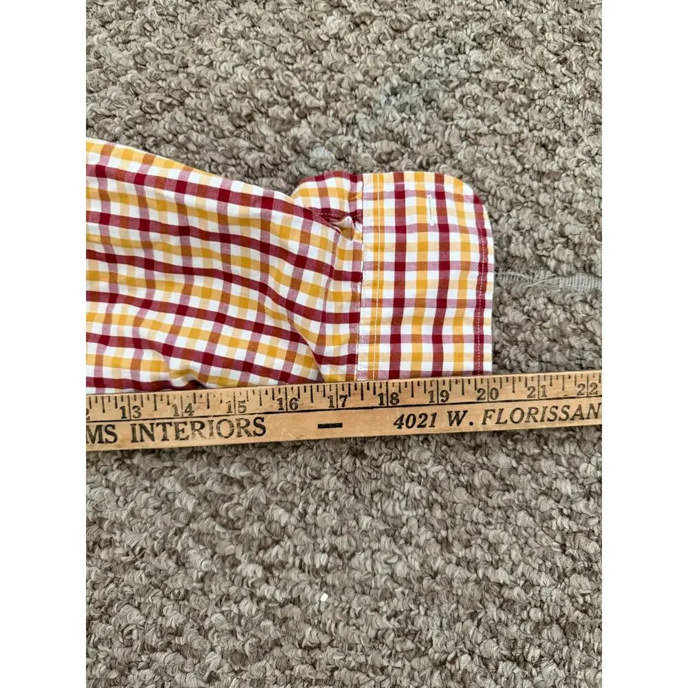 J. Crew | Men’s Yellow/Red/White Plaid 100% Cotton Woven Dress Shirt Preppy